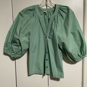 Karlie Sage Green Puff Sleeve Blouse